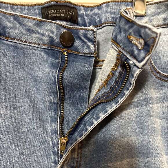 American Bazi Womens Distressed Blue Skinny Jeans 1X Stretch Denim 80% Cotton/Po - Picture 3 of 8